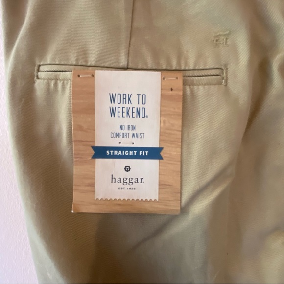 NWT HAGGAR STRAIGHT FIT KHAKI COMFORT WAIST NO IRON PANTS SIZE 32 x 32 - Picture 2 of 6